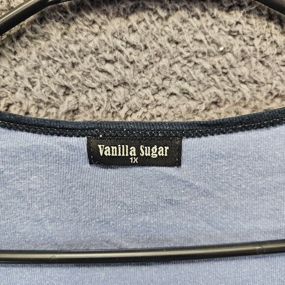 Vanilla Sugar Top Women 1x Floral Blue 3/4 Sleeve Western - Picture 5 of 8